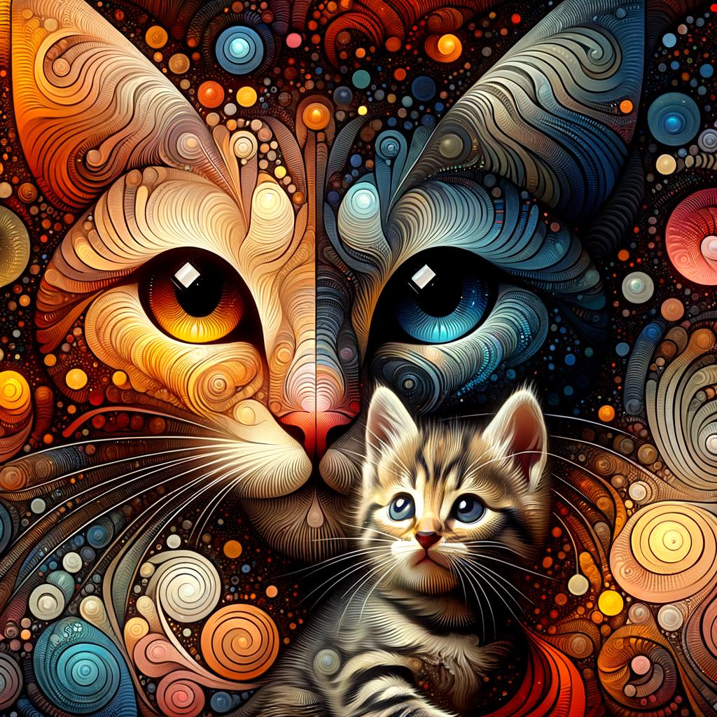 Heartwarming Bond Between Kitten and Mom Cat