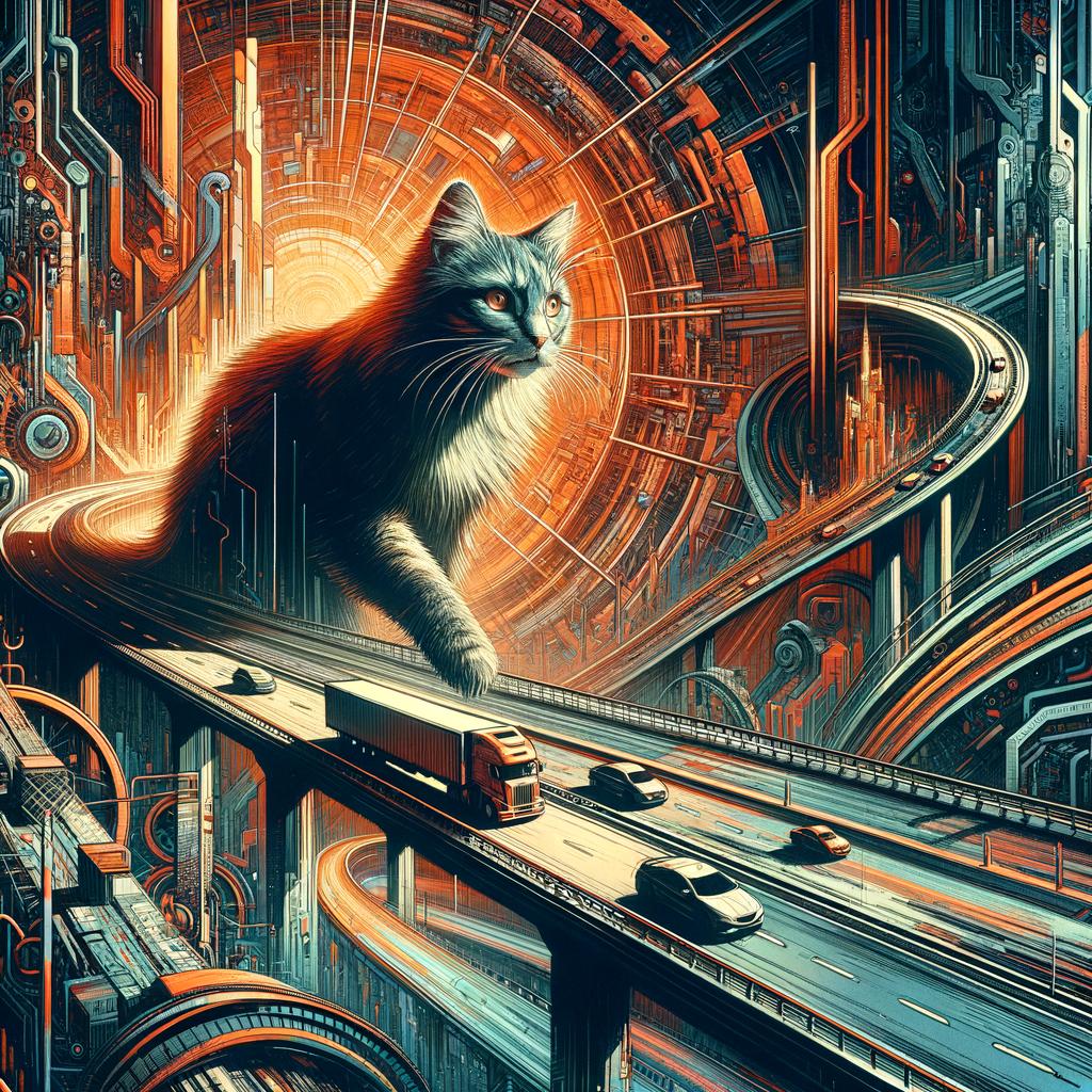 Heading 1: A Stray Cat's Dangerous Journey on the Highway